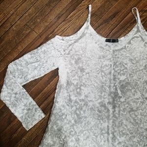 T Party Cold Shoulder Lace Long-Sleeve Shirt